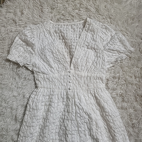 *SOLD* White Semi Sheer White Crinkly Picnic Girly Coquette Babydoll Dress - S - Picture 2 of 15